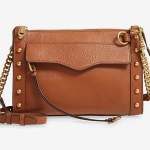 Camel Cognac Light Brown Rebecca Minkoff M.A.B Studded Leather Crossbody Bag